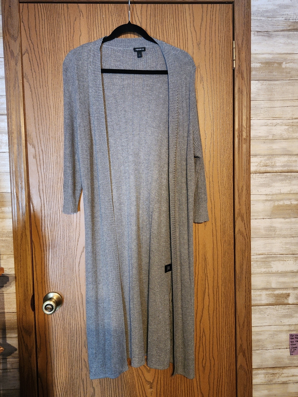 Torrid Gray Long Open-Front Ribbed Cardigan Duster